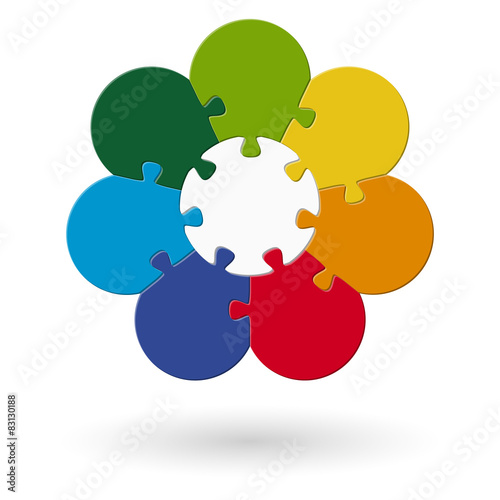 round flower puzzle colored