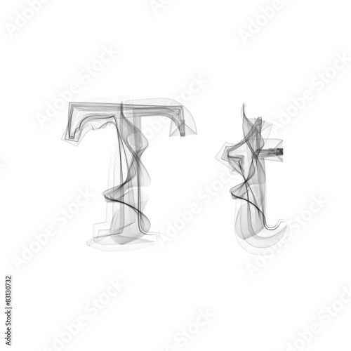 Black Smoke font. Letter T