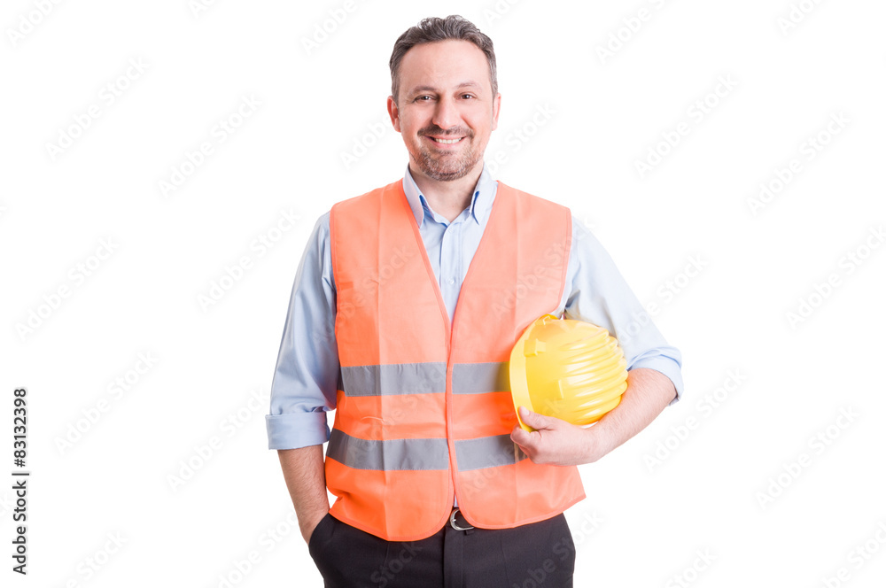 Proud, confident and successful contractor, foreman or builder Proud, confident and successful contractor, foreman or builder