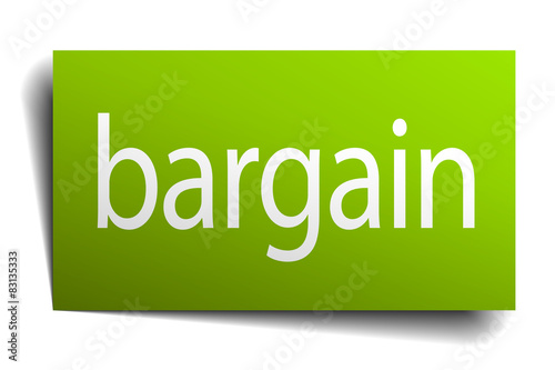 bargain green paper sign on white background