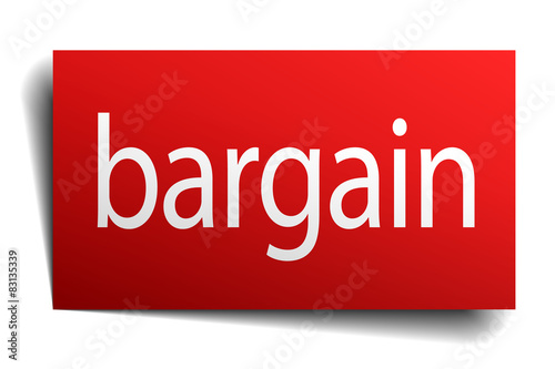 bargain red paper sign isolated on white
