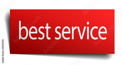 best service red paper sign isolated on white
