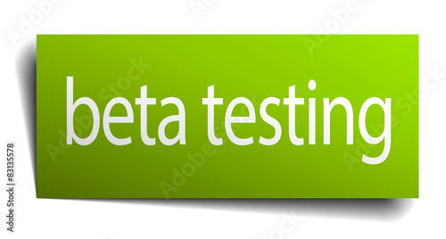 beta testing green paper sign on white background