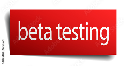 beta testing red paper sign isolated on white