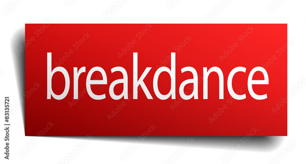 breakdance red paper sign isolated on white breakdance red paper sign isolated on white