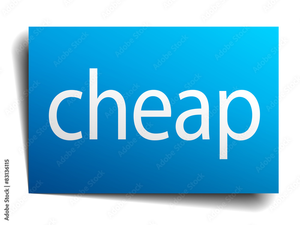cheap blue paper sign on white background cheap blue paper sign on white background