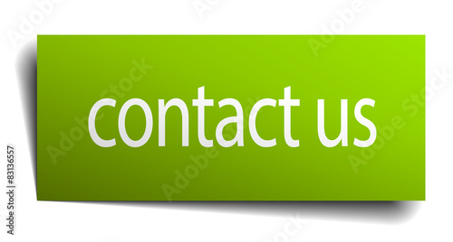 contact us green paper sign on white background