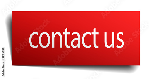 contact us red paper sign isolated on white