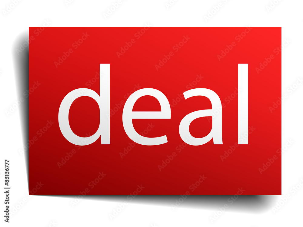 deal red square isolated paper sign on white deal red square isolated paper sign on white