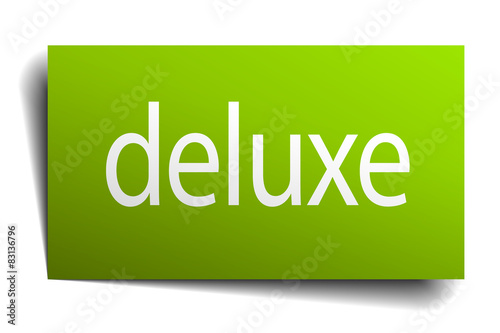 deluxe green paper sign on white background