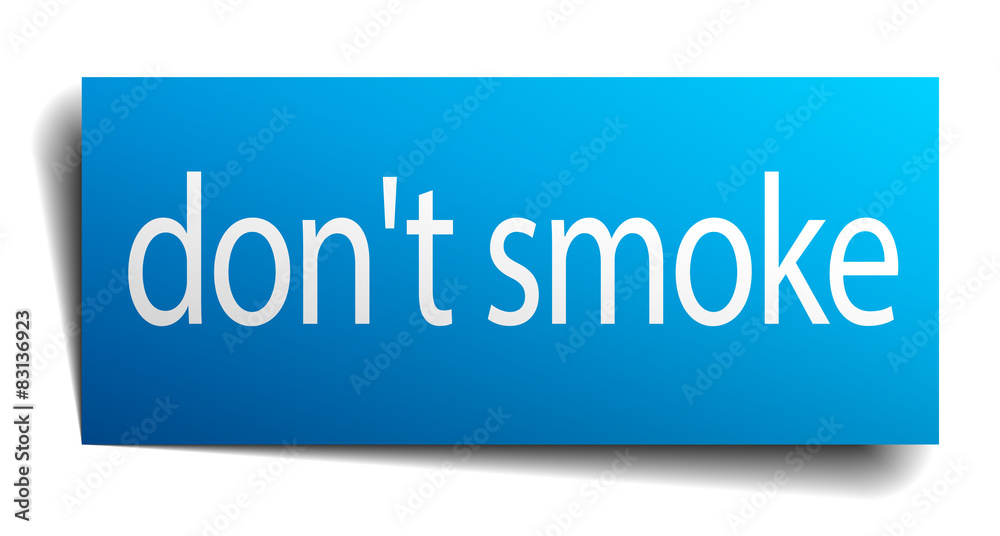 don't smoke blue paper sign isolated on white don't smoke blue paper sign isolated on white