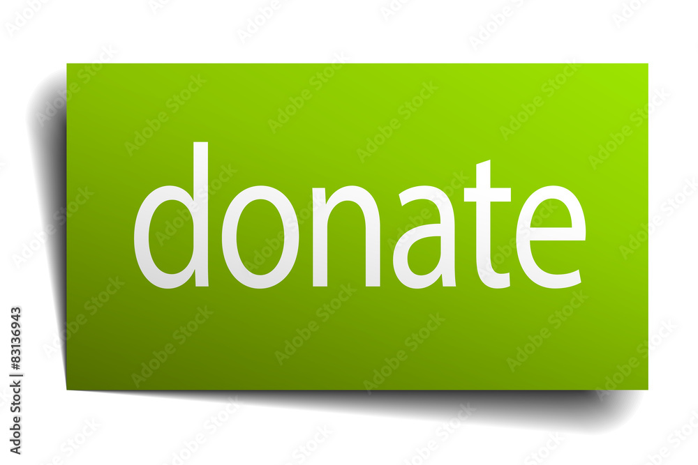 donate green paper sign isolated on white donate green paper sign isolated on white