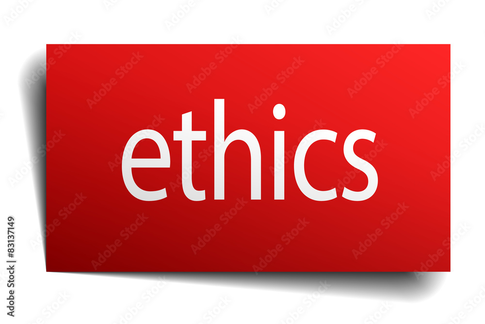 ethics red square isolated paper sign on white ethics red square isolated paper sign on white