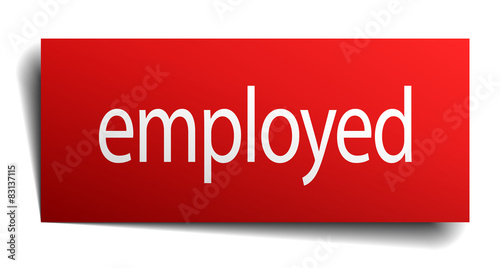 employed red square isolated paper sign on white