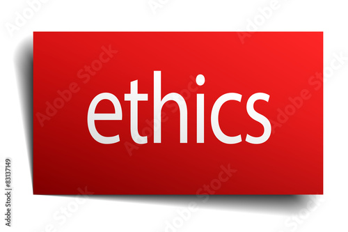 ethics red square isolated paper sign on white