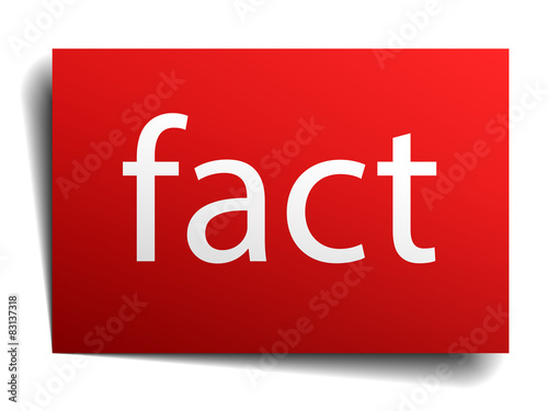 fact red square isolated paper sign on white