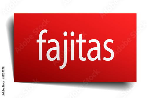 fajitas red square isolated paper sign on white