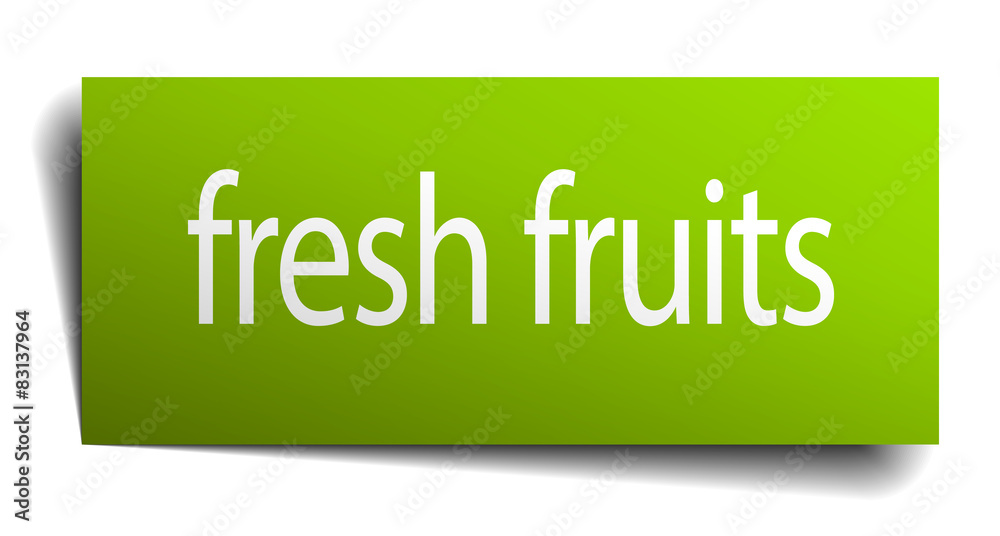fresh fruits green paper sign isolated on white fresh fruits green paper sign isolated on white
