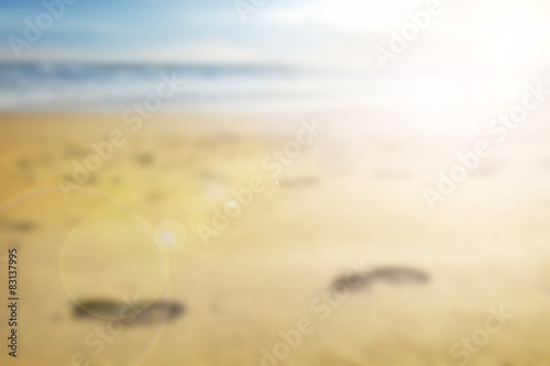 Blur Background Blue Sky Beach and in Summer Season