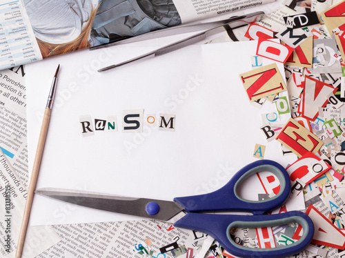 Ransom inscription made with cut out letters