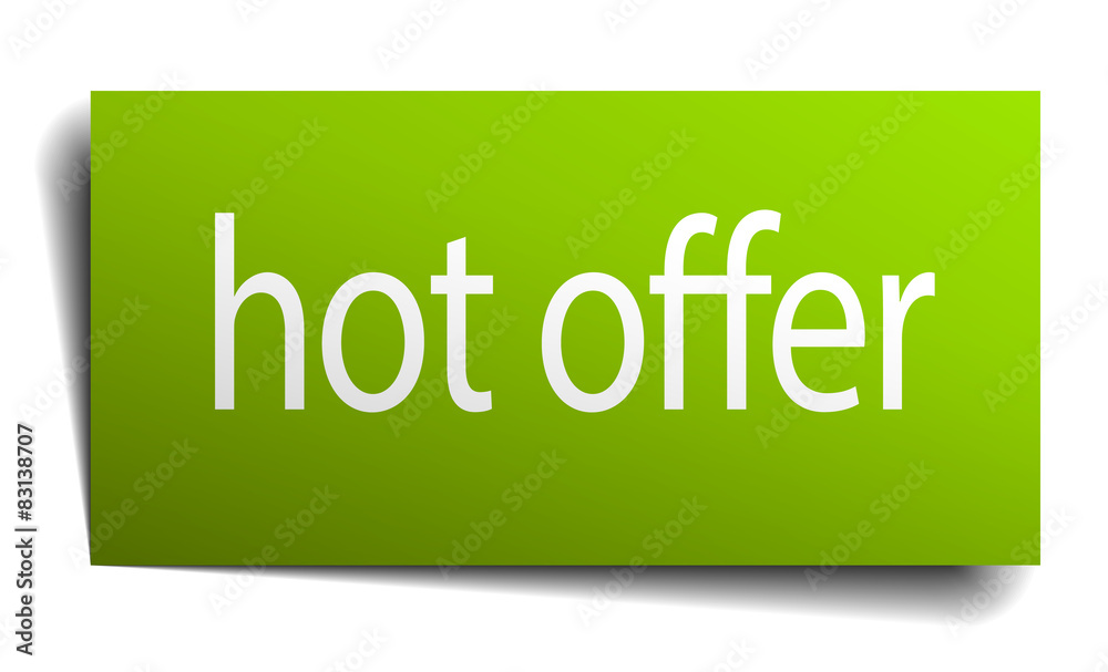 Fototapeta premium hot offer green paper sign isolated on white
