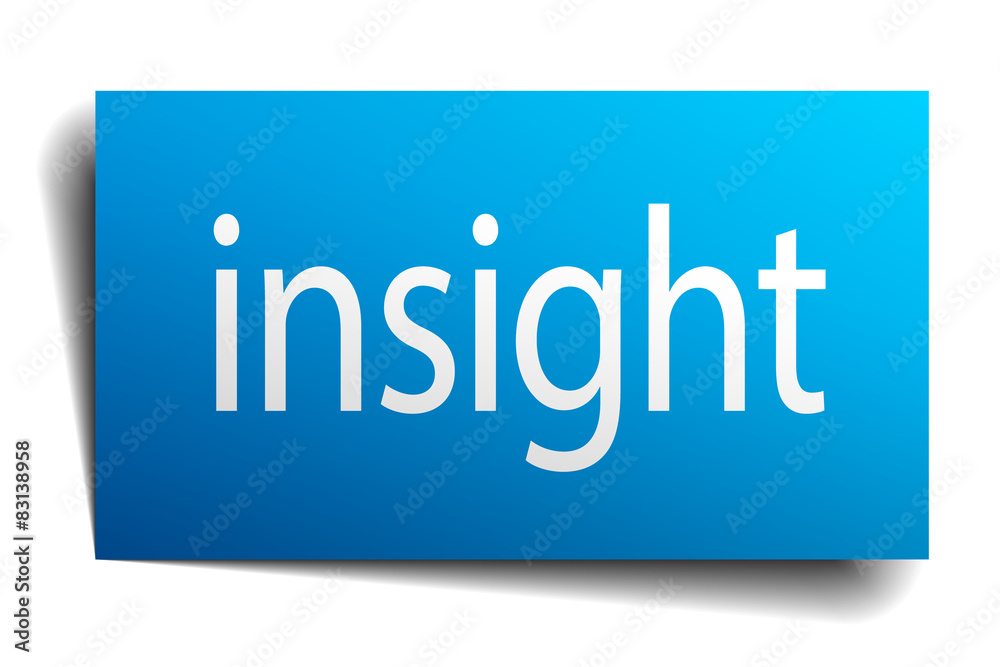 insight blue paper sign on white background insight blue paper sign on white background