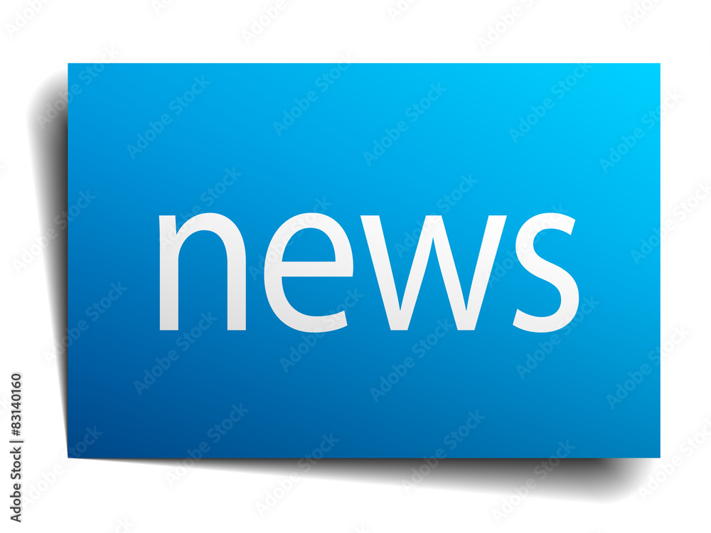 news blue paper sign on white background news blue paper sign on white background