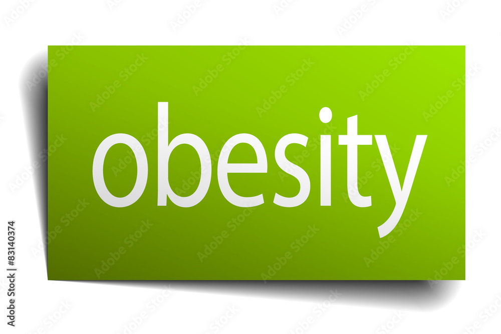 obesity square paper sign isolated on white