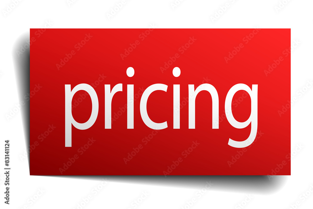 pricing red paper sign on white background pricing red paper sign on white background
