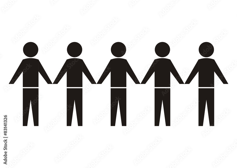 figurine, pictogram five people, vector black icon Stock Vector | Adobe ...