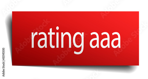 rating aaa red paper sign on white background
