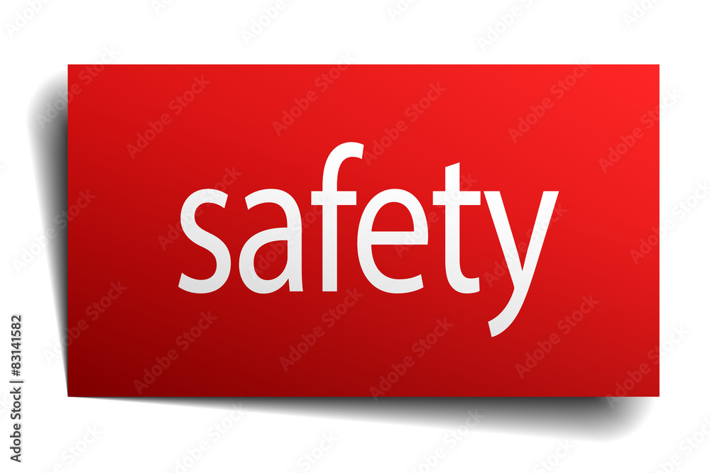 safety red paper sign isolated on white safety red paper sign isolated on white