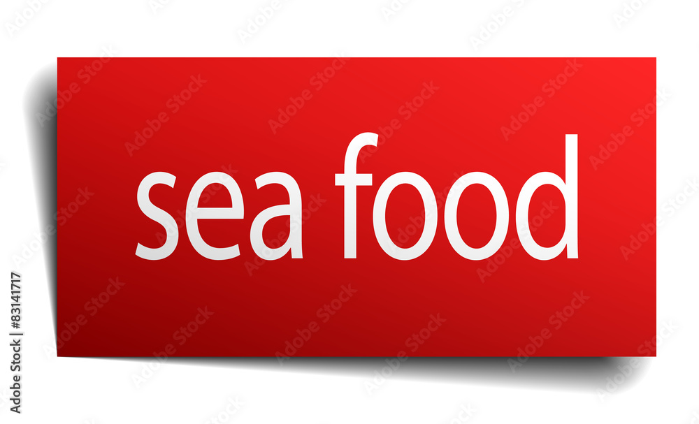 sea food red paper sign isolated on white sea food red paper sign isolated on white