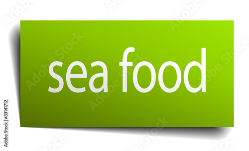 sea food square paper sign isolated on white