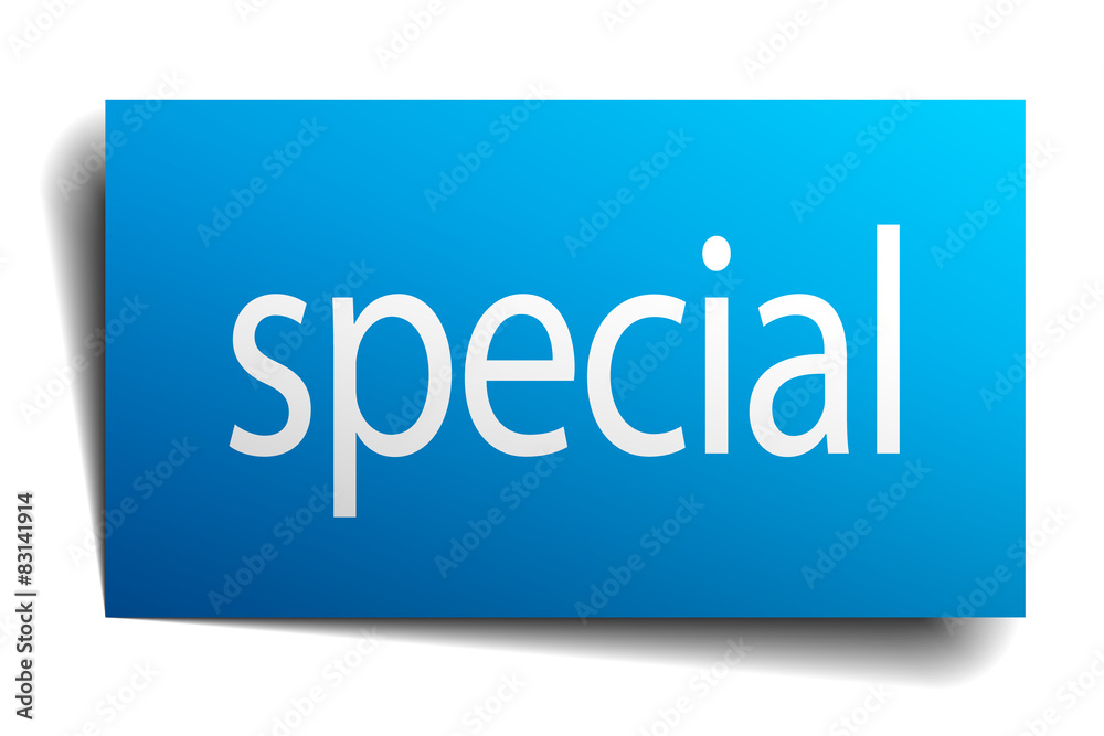 special blue paper sign on white background special blue paper sign on white background