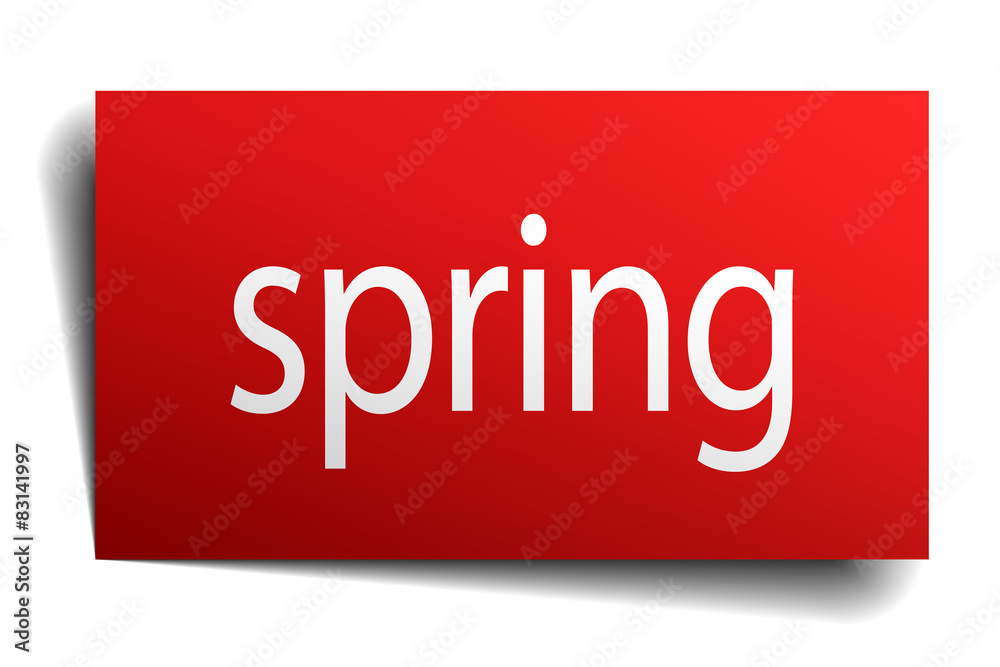 spring red paper sign isolated on white spring red paper sign isolated on white