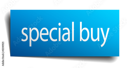 special buy blue paper sign isolated on white