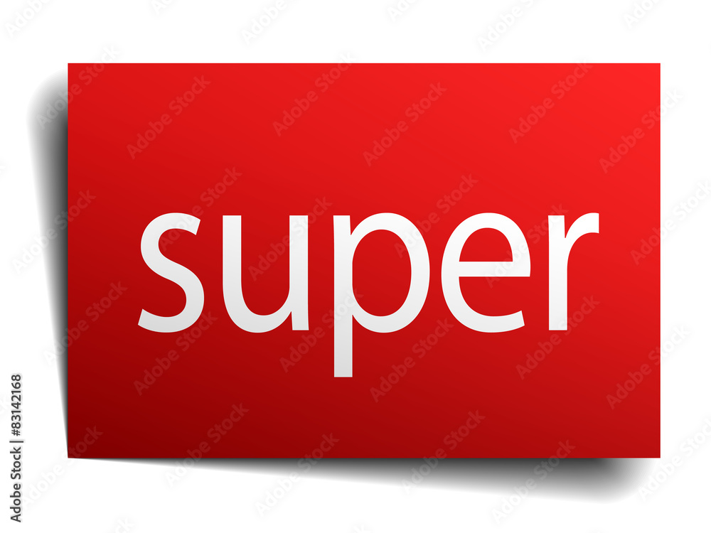 super red paper sign isolated on white super red paper sign isolated on white