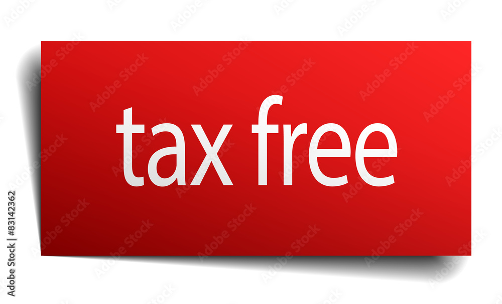 tax free red paper sign on white background