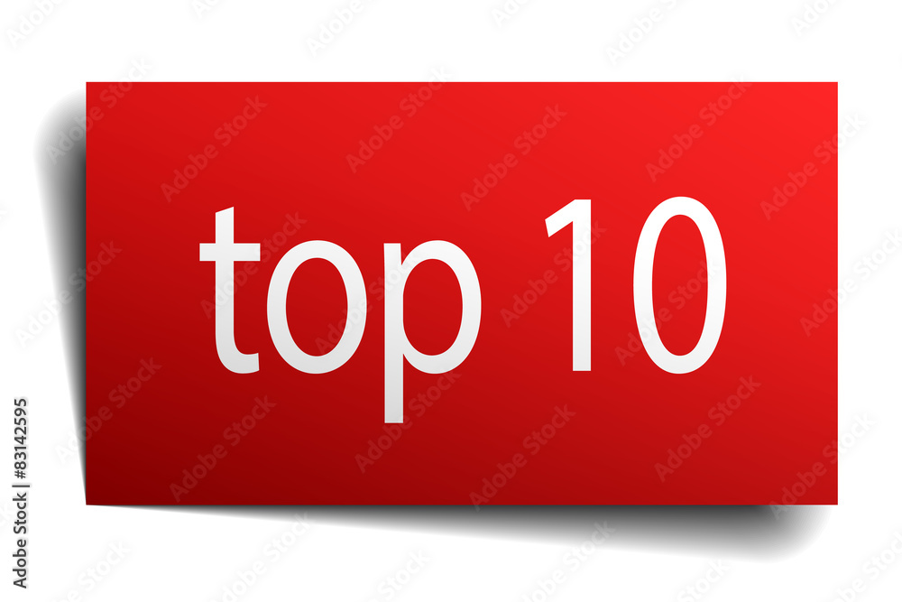 top 10 red paper sign on white background top 10 red paper sign on white background