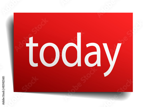 today red paper sign on white background