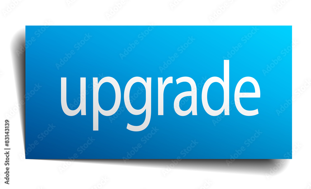 upgrade blue paper sign isolated on white upgrade blue paper sign isolated on white