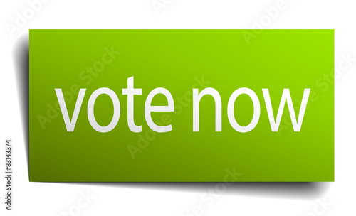 vote now square paper sign isolated on white