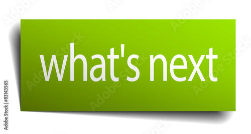 what's next square paper sign isolated on white
