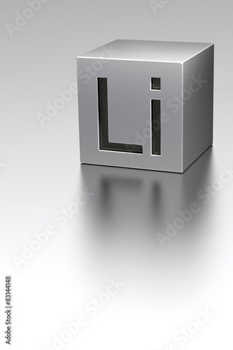 Lithium cube with Li sign