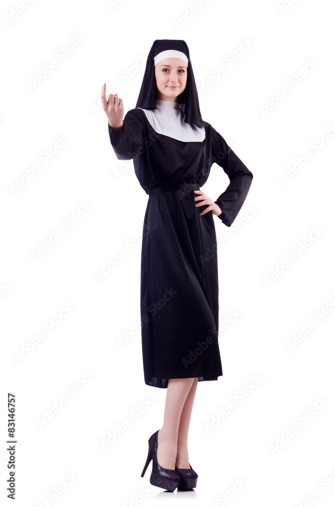 Nun isolated on the white background Nun isolated on the white background