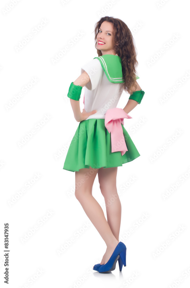 Female model in cosplay costume isolated on white Female model in cosplay costume isolated on white