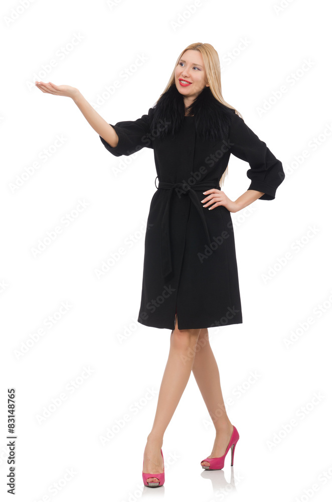 Blond woman in scarlet dress isolated on white Blond woman in scarlet dress isolated on white