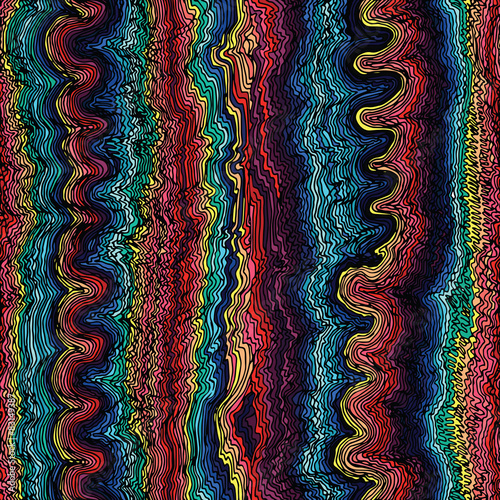 Colorful seamless waves hand-drawn pattern