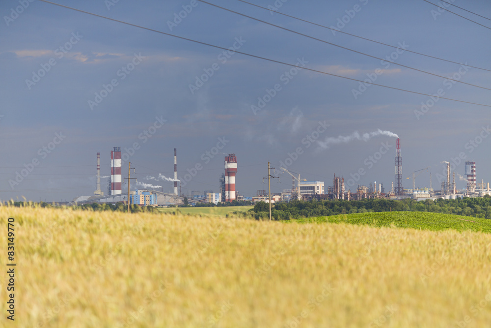 Chemical industry and wheat field